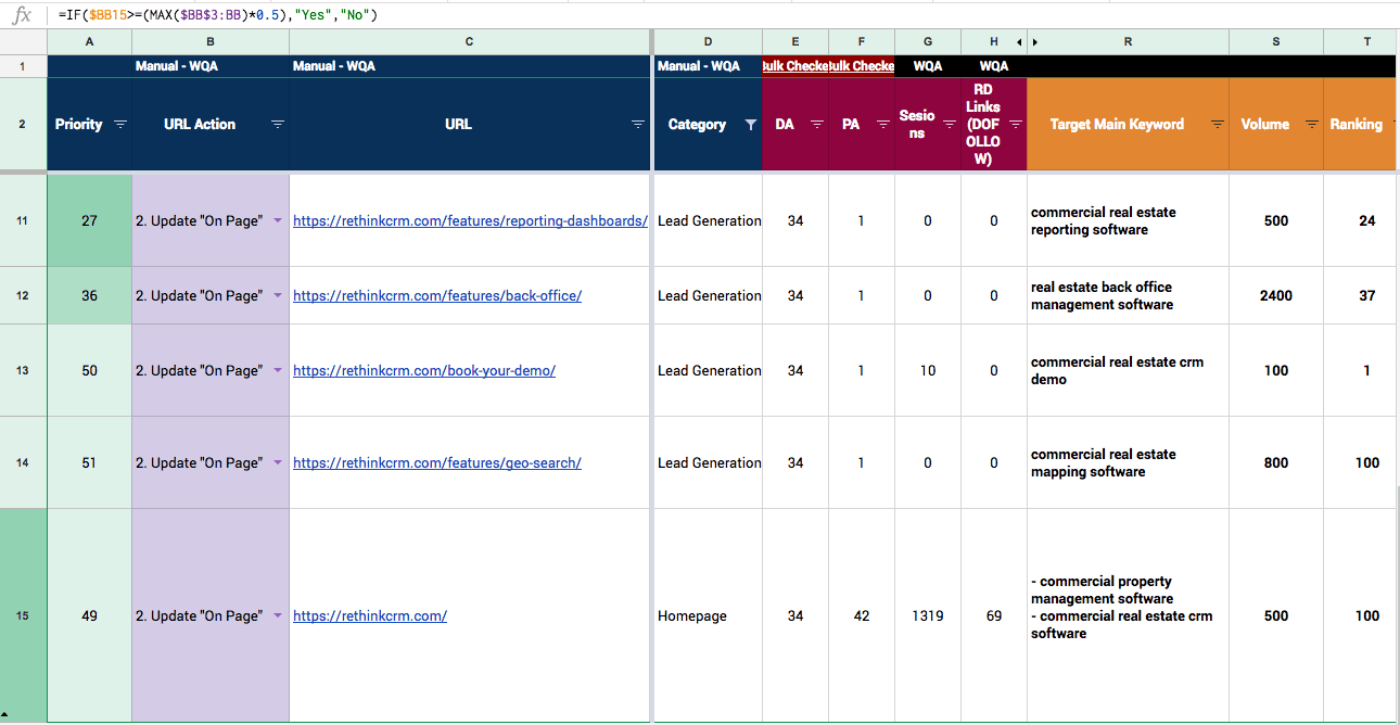 google sheets